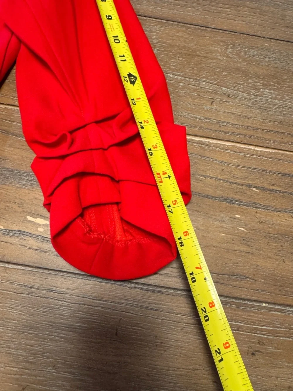 Dalia Vibrant Red Open-Front Blazer with Ruched Sleeves - Picture 6 of 8
